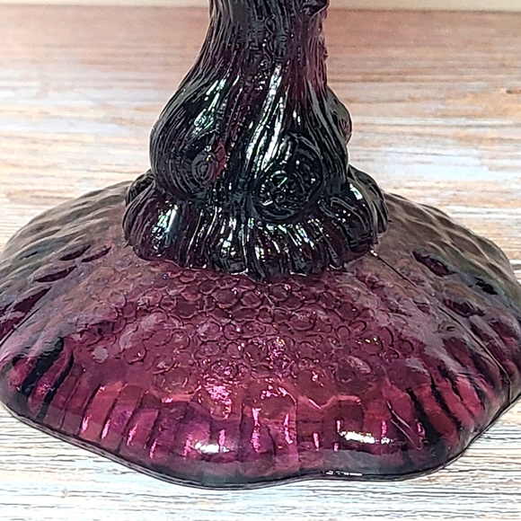 Portieux Vallerysthal Amethyst Glass Botanical Tree Trunk Pedestal Compote VTG - Picture 15 of 16
